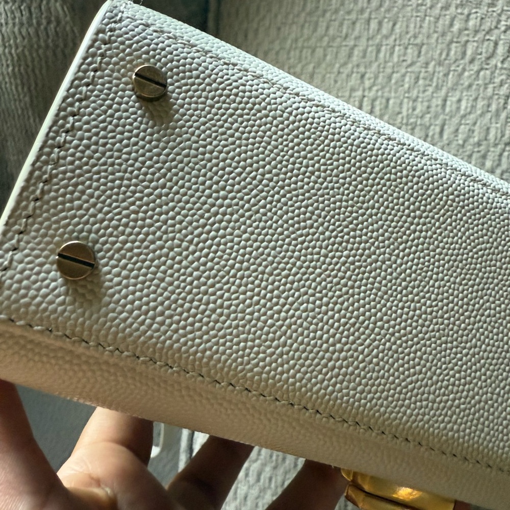 YSL CASSANDRA MINI TOP HANDLE BAG - Beige Leather - Picture 7 of 12